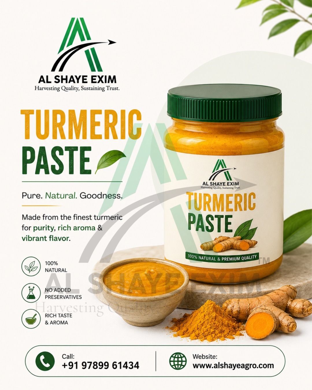 Experience the perfect blend of purity and flavor with Al Shaye Exim Turmeric Paste.